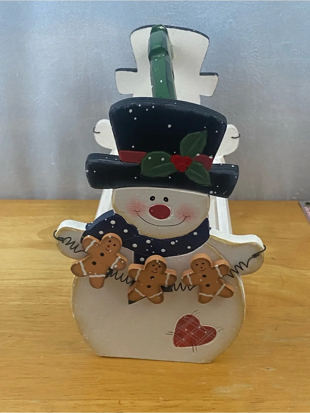 Festive Snowman Wooden Basket